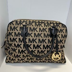 Khaki/Black Canvas Michael Kors Purse